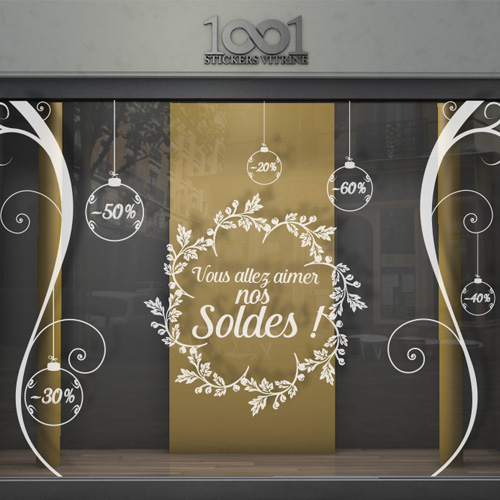 Sticker vitrine soldes bubble 